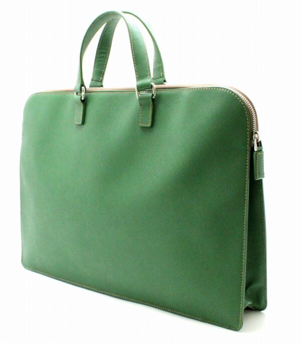 11740257 1 Prada Leather Briefcase Document Bag Green