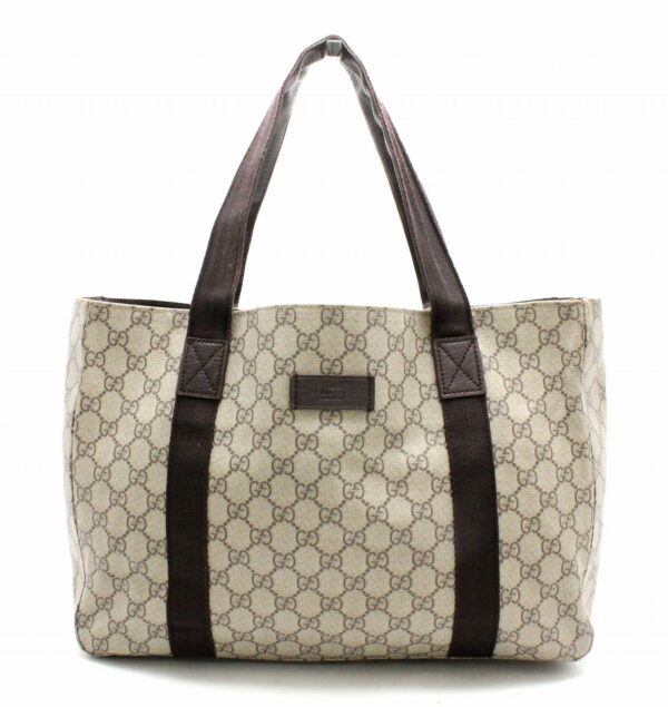 11750203 Gucci GG Supreme Tote Shoulder Bag Khaki Beige Brown