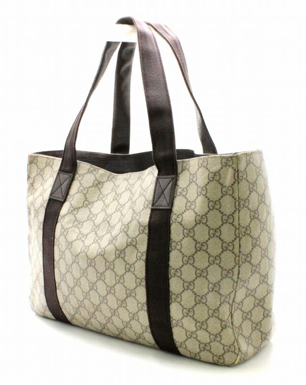 11750203 1 Gucci GG Supreme Tote Shoulder Bag Khaki Beige Brown