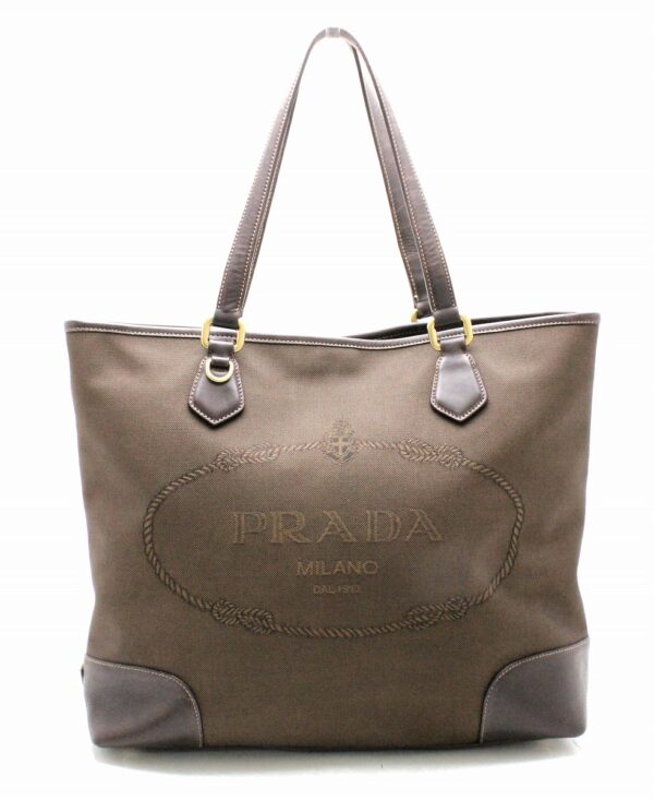 11750211 Prada Jacquard Tote Bag Hardware