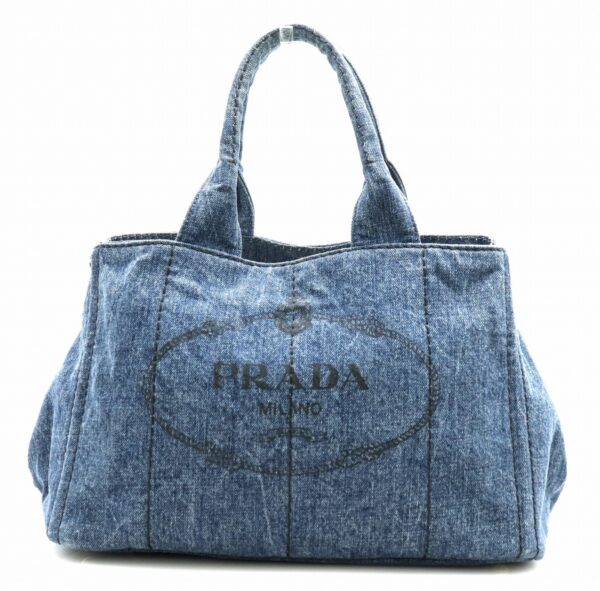 11751130 Prada Canapa Tote Bag Denim Blue