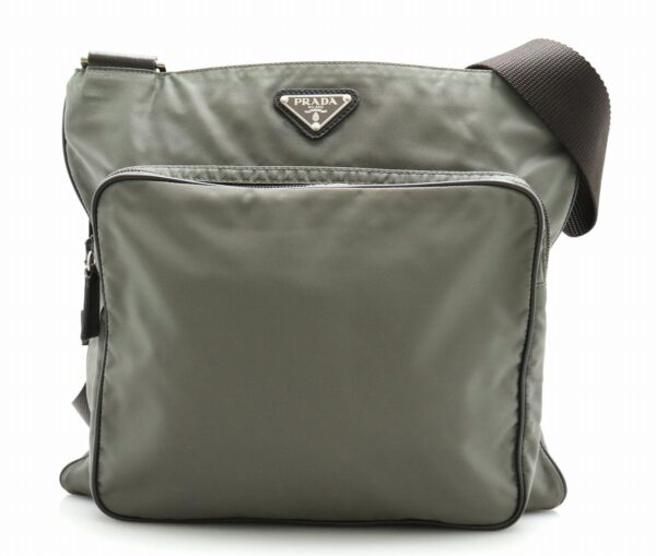 11751479 Prada Shoulder Bag Nylon Leather Khaki Green