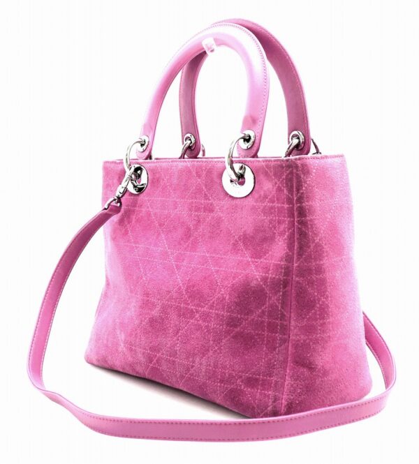 11751769 1 Christian Dior Cannage Handbag Suede Leather Magenta