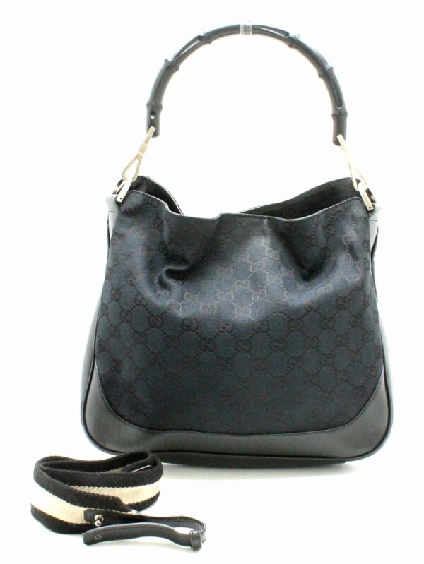 11761256 Gucci GG Bamboo Handbag 2WAY Black Beige