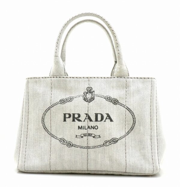 11770093 Prada Canapa Tote Bag Denim Bianco