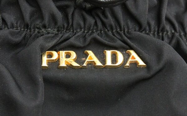 11770111 8 Prada Gathered Handbag Ribbon Nylon Black