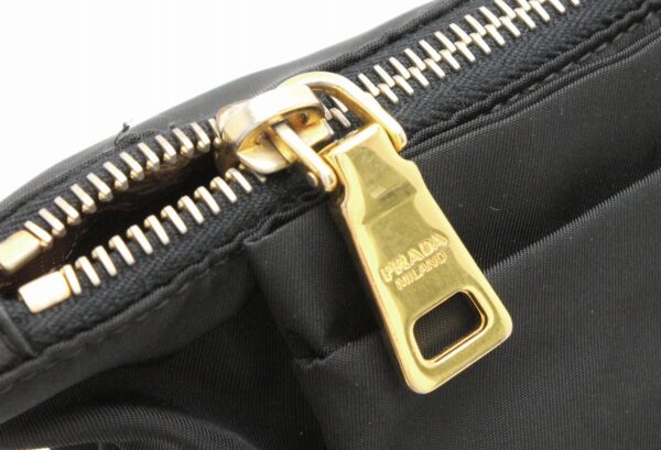 11770138 5 Prada Motif Shoulder Bag Nylon Black