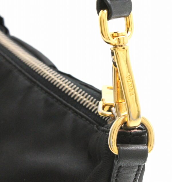 11770138 6 Prada Ribbon Motif Shoulder Bag Nylon Black