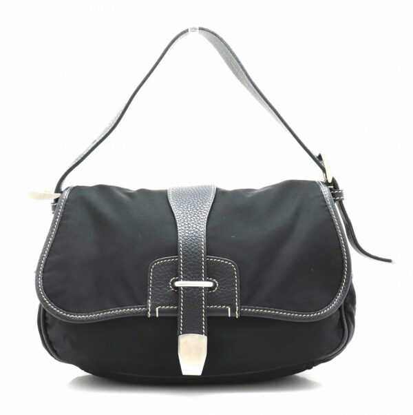 11770583 Prada Shoulder Bag Nylon Leather Nero