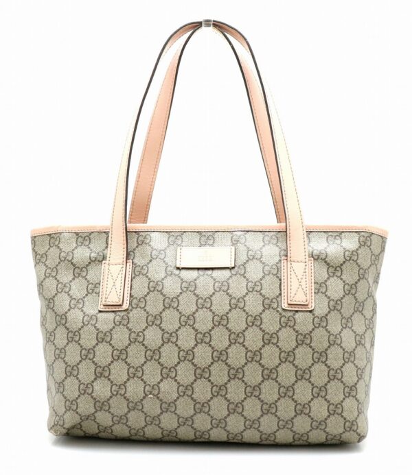 11771730 Gucci GG Supreme Shoulder Tote Khaki Beige Pink