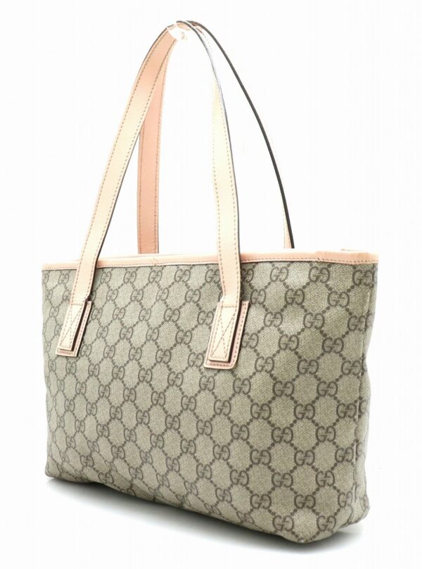 11771730 1 Gucci GG Supreme Shoulder Tote Khaki Beige Pink