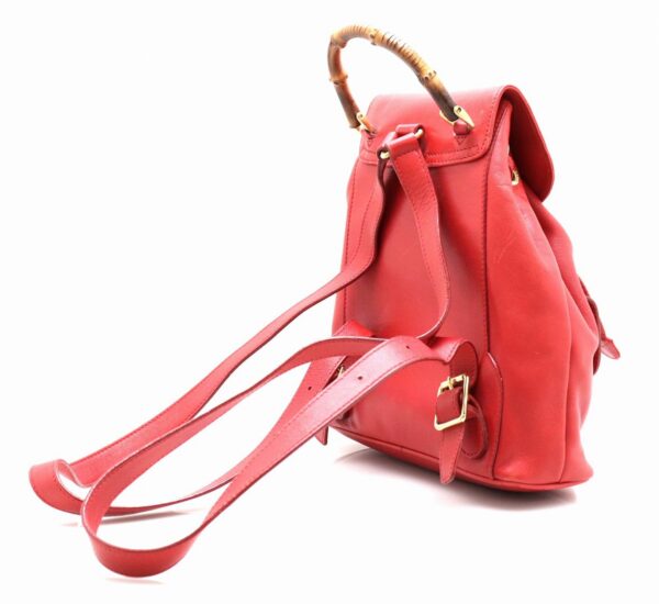 11771745 1 Gucci Bamboo Rucksack Shoulder Bag Leather Red