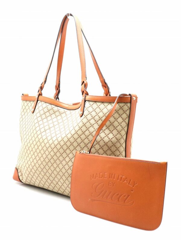 11780598 1 Gucci Diamante Tote Bag Leather Khaki Beige Brown