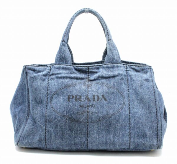 11781092 Prada Canapa Tote Bag Canvas Denim Avio Blue