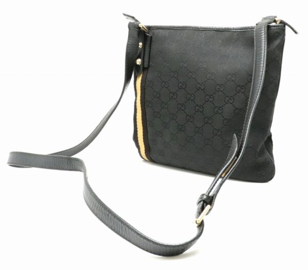 11790769 1 Gucci GG Sherry Line Shoulder Bag Leather Black Brown