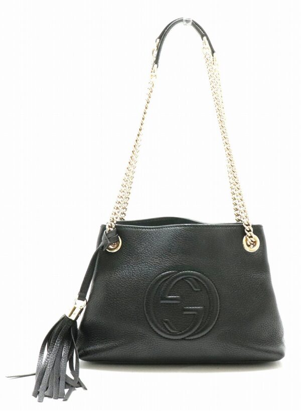 11810128 Gucci Soho Leather Chain Bag Black