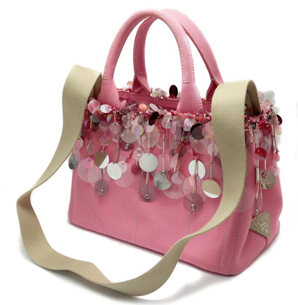 11810198 Prada Canapa 2WAY Tote Bag Pink Sequins