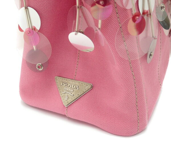 11810198 6 Prada Canapa 2WAY Tote Bag Pink Sequins