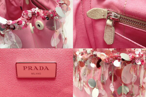 11810198 8 Prada Canapa 2WAY Tote Bag Pink Sequins