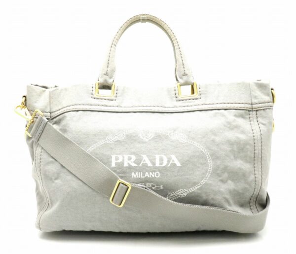 11810205 Prada Canapa Tote Bag 2WAY Denim Nube Gray