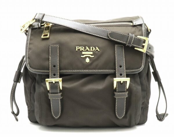 11810212 Prada Nylon Shoulder Bag Tessuto Saffiano Brown