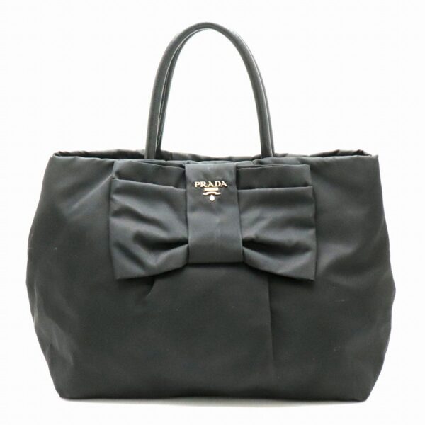 11810521 Prada Mini Tote Bag Ribbon Nylon Black