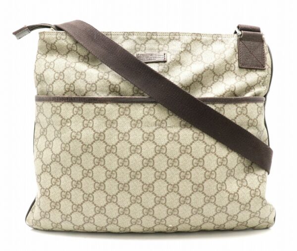 11820899 Gucci GG Supreme Shoulder Bag Leather Khaki Beige Brown