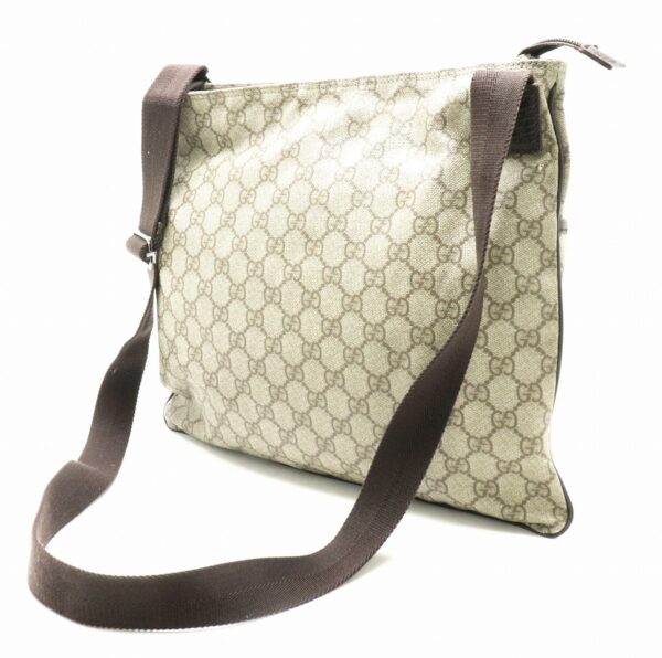 11820899 1 Gucci GG Supreme Shoulder Bag Leather Khaki Beige Brown