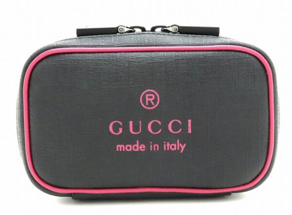 11821050 Gucci Pouch Cosmetic Pouch Multi Pouch Leather Black Pink