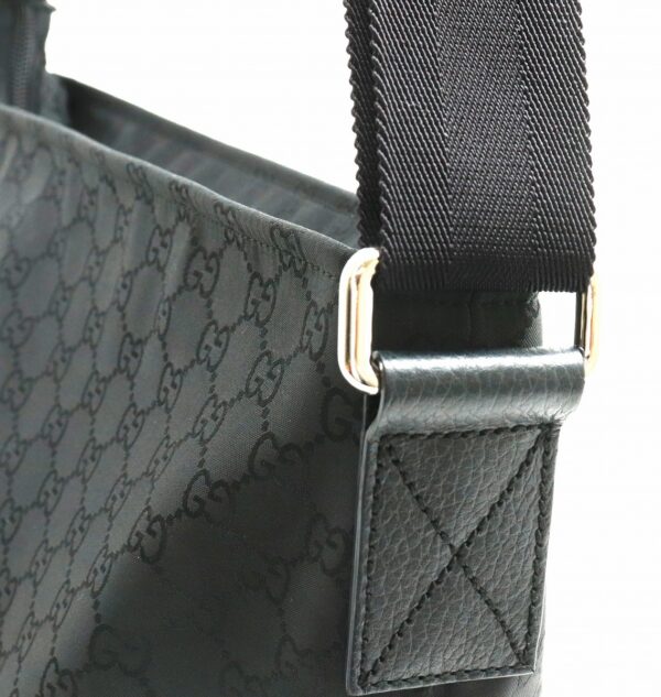 11822044 6 Gucci GG Nylon Shoulder Bag Diagonal Leather Black