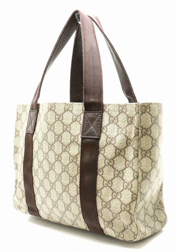 11822071 1 Gucci GG Supreme Tote Bag Handbag Leather Khaki Beige Brown