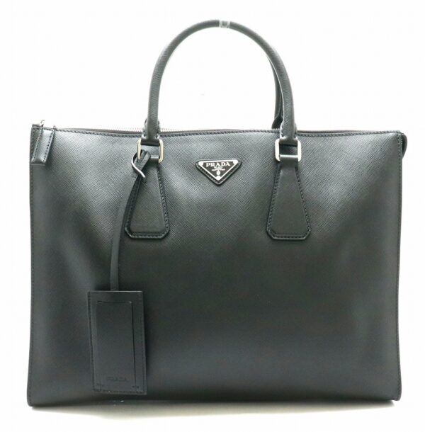 11830227 Prada Saffiano Leather Briefcase Document Bag Nero Black