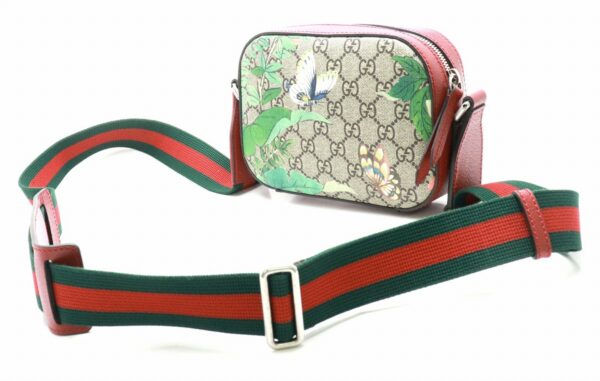 11830250 1 Gucci GG Supreme Tian Bird Flower Sherry Crossbody Beige Red