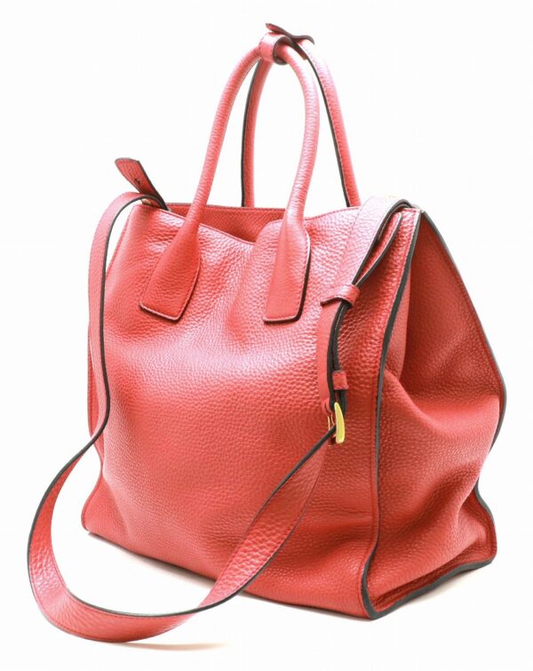 11830254 1 Prada 2WAY Tote Bag Leather Vitello Dino Rosso Red