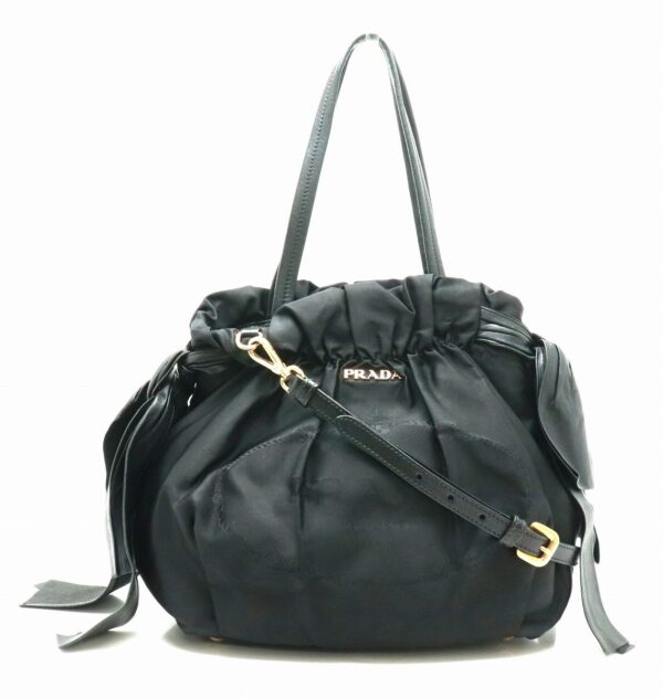 11830262 Prada Nylon Handbag 2WAY Side Black