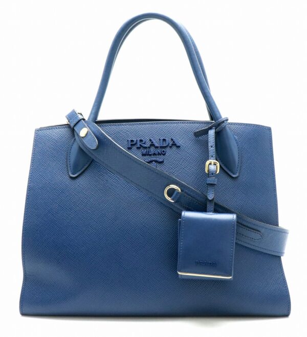 11830395 Prada 2WAY Shoulder Bag Saffiano Leather Bluette Navy