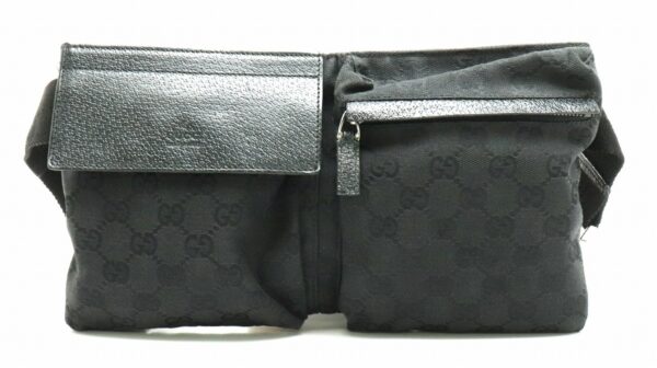 11831403 Gucci GG Body Bag Waist Pouch Leather Black