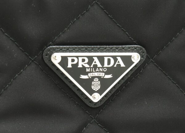 11840137 8 Prada Logo Quilted Chain Shoulder Bag Nylon Leather Nero Black