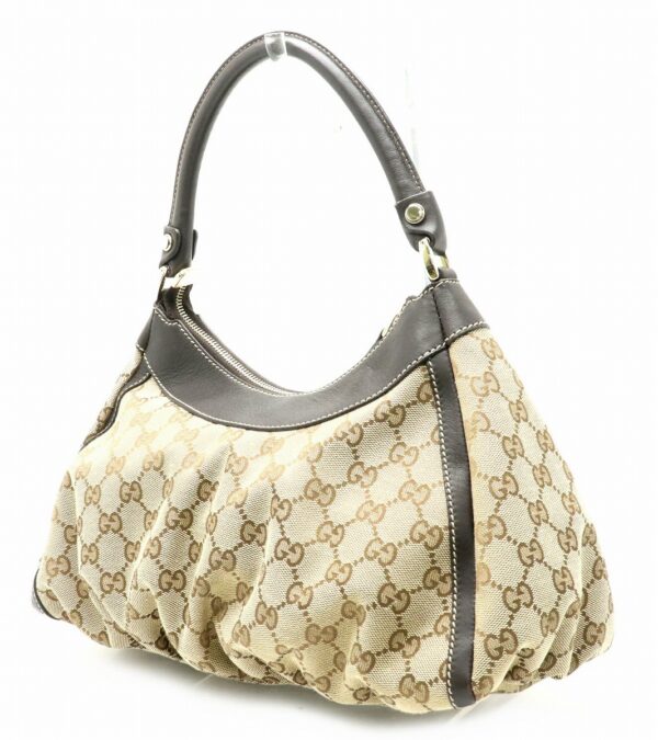 11840290 1 Gucci Abbey GG Shoulder Bag Leather Khaki Beige Brown