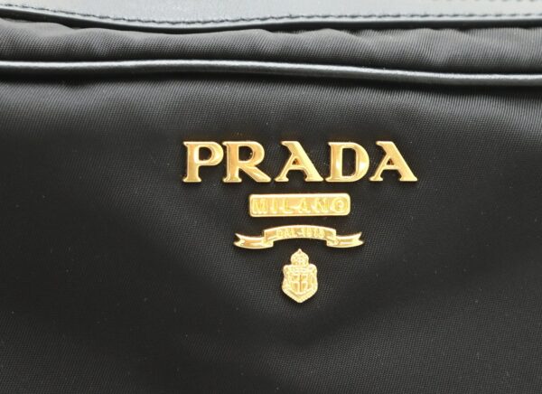 11840325 7 Prada Nylon Shoulder Bag Leather Nero Black