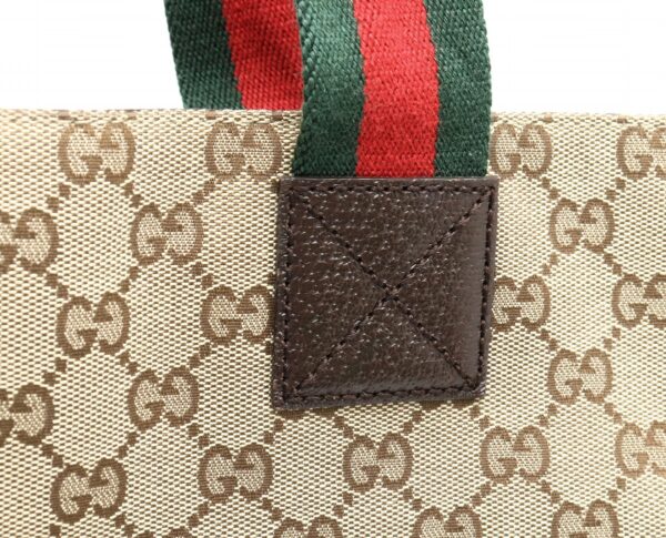 11840327 6 Gucci GG Sherry Line Tote Bag Leather Khaki Beige Brown