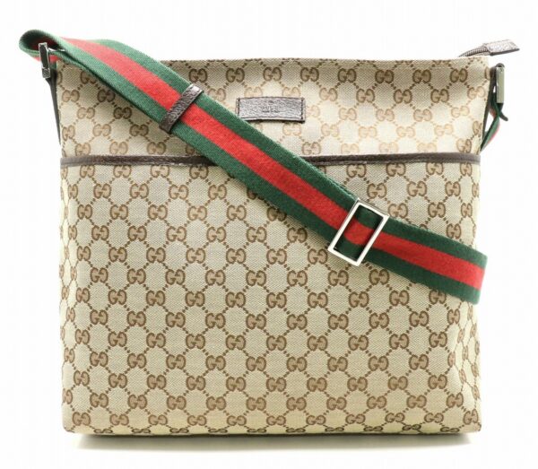 11840367 Gucci GG Sherry Line Webbing Shoulder Bag Khaki Beige