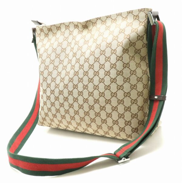 11840367 1 Gucci GG Sherry Line Webbing Shoulder Bag Khaki Beige