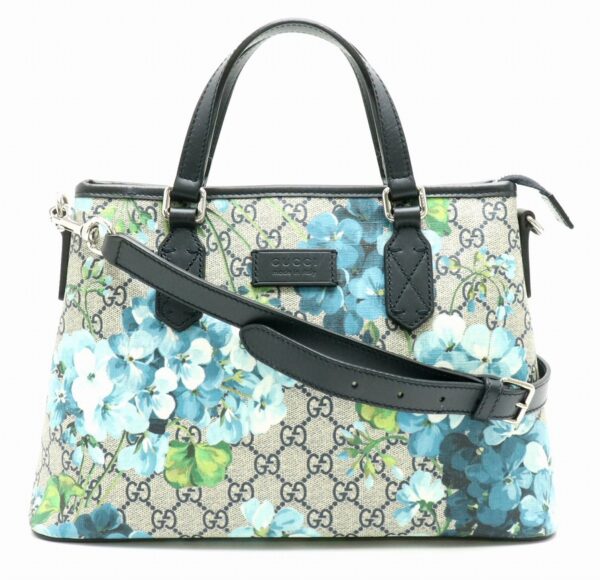 11840397 Gucci GG Blooms Handbag 2WAY Shoulder Bag Leather Beige Blue