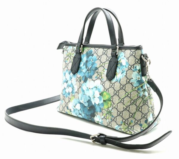 11840397 1 Gucci GG Blooms Handbag 2WAY Shoulder Bag Leather Beige Blue