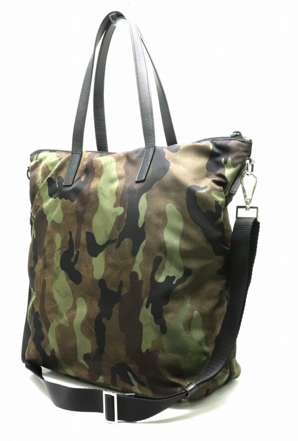 11840421 1 Prada Nylon 2WAY Tote Bag Camouflage Leather Green