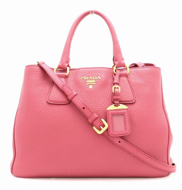 11840459 Prada Vit Daino 2WAY Shoulder Bag Leather Peonia Pink