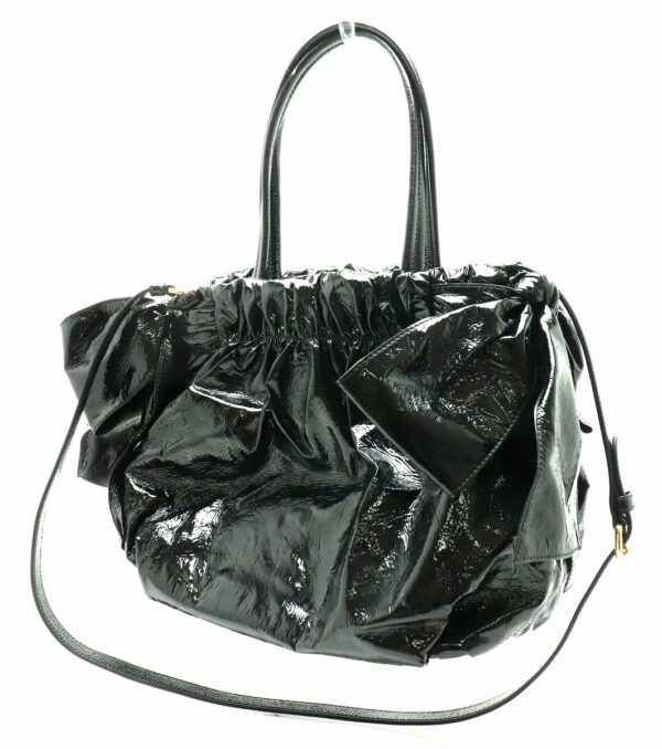 11840654 1 Prada Patent Leather 2WAY Handbag Ribbon Black