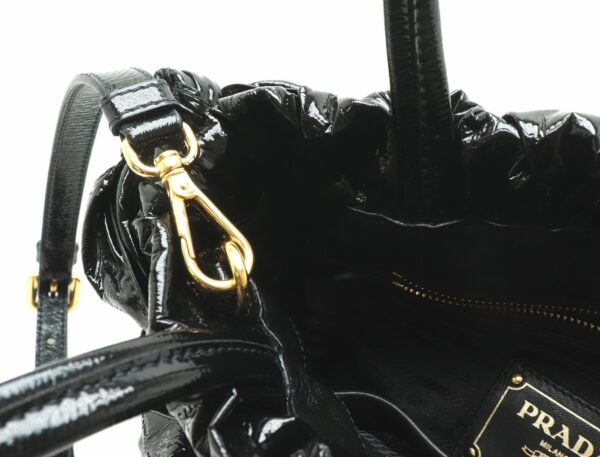 11840654 5 Prada Patent Leather 2WAY Handbag Ribbon Black