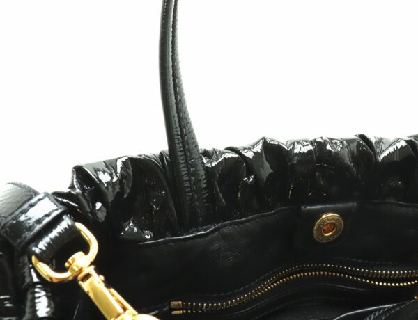 11840654 7 Prada Patent Leather 2WAY Handbag Ribbon Black